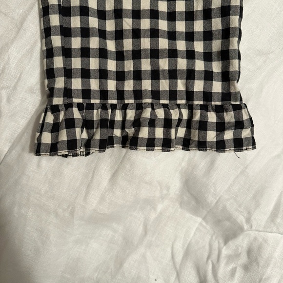 Topshop Black and White Gingham Pant Size 4 Ruffled Hem - Picture 7 of 7